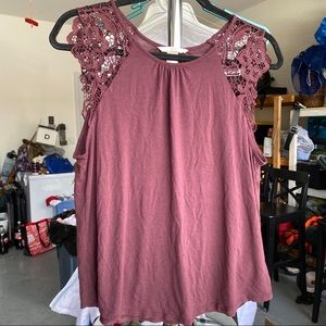 H&M Deep Purple Blouse Flower Sleeves